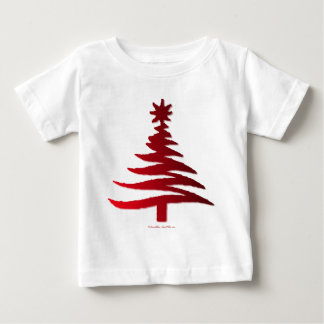 T-shirt Pour Bébé Pochoir d'arbre de Noël rouge