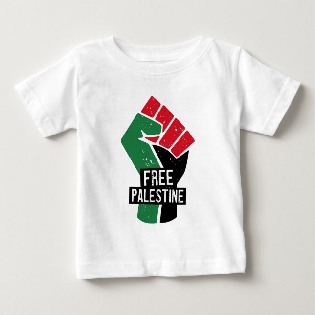 T-shirt Pour Bébé Poing du drapeau de la Palestine libre (Devant)