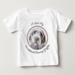 T-shirt Pour Bébé Pointing à poils durs Peinture Griffon - Art Chien