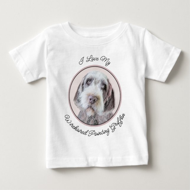 T-shirt Pour Bébé Pointing à poils durs Peinture Griffon - Art Chien (Devant)