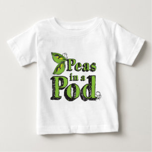 T-shirt Pour Bébé Pois verts Dessin de légumes Art 2 pois dans un po
