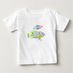 T-shirt Pour Bébé Poisson Ange Avec Parapluie