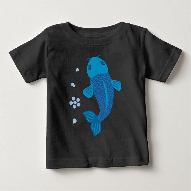 T-shirt Pour Bébé Poisson bleu Koi (Devant)