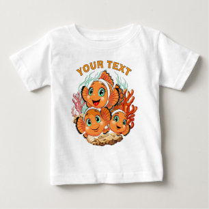 T-shirt Pour Bébé Poisson clown Dessin animé mignon Famille Sous l'e