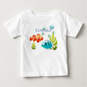 T-shirt Pour Bébé Poisson coloré aux bulles et algues