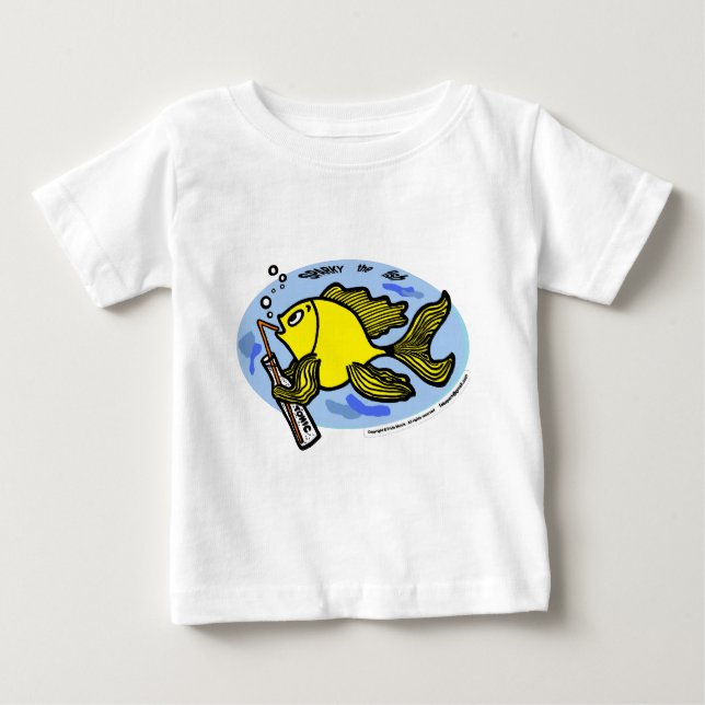 T-shirt Pour Bébé Poisson et eau potable - mignon et drôle de t-shir (Devant)
