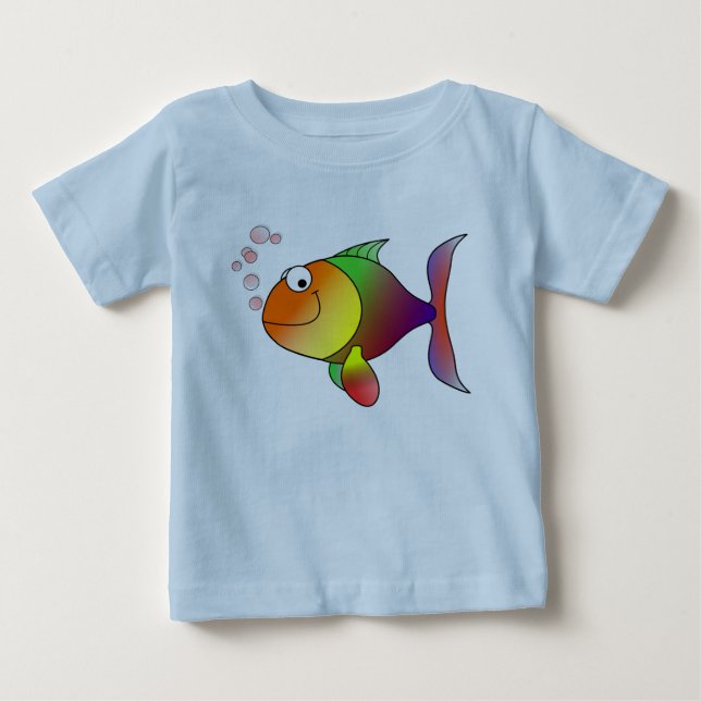 T-shirt Pour Bébé Poisson rouge joyeux en mer (Devant)