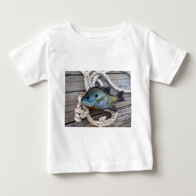 T-shirt Pour Bébé Poisson rouge sur quai et corde (Devant)