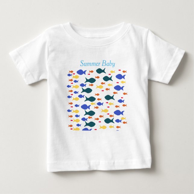 T-shirt Pour Bébé Poissons Bébé Jersey fin T-shirt, Blanc (Devant)