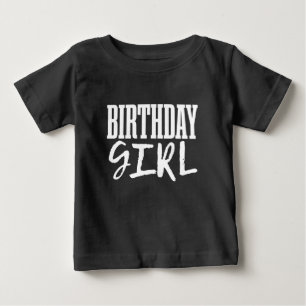 T-shirt Pour Bébé Police d'écriture texte Anniversaire fille blanche