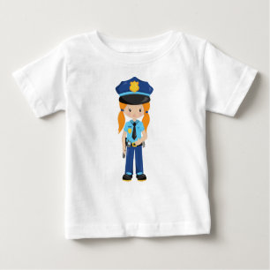 T-shirt Pour Bébé Police Girl, Police Officer, Cop, Cheveux orange
