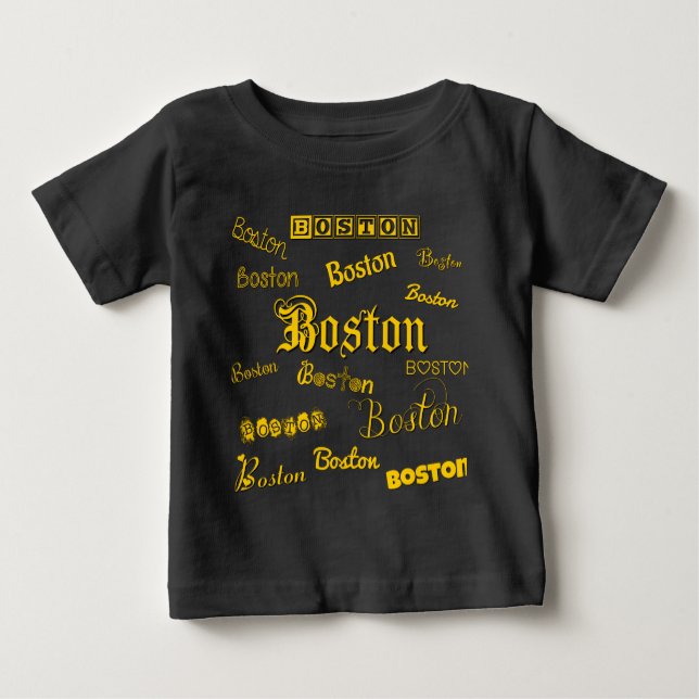 T-shirt Pour Bébé Polices jaunes de Boston (Devant)