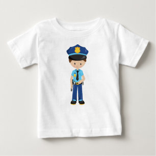 T-shirt Pour Bébé Policier, Policier, Policier, Policier, Cheveux Br
