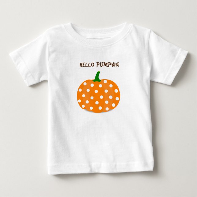 T-shirt Pour Bébé Polka Dot Hello Citrouille (Devant)