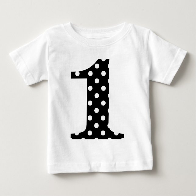 T-shirt Pour Bébé Polka Dot noir et blanc (Devant)