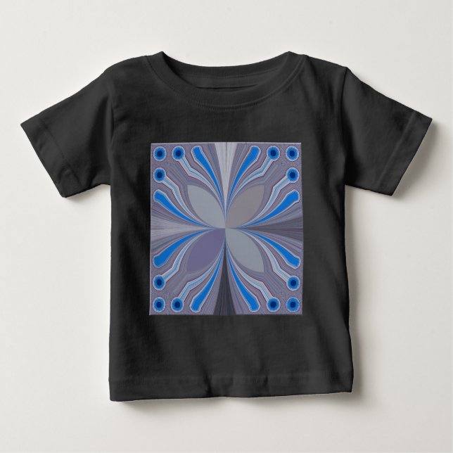 T-shirt Pour Bébé Polka gris cendré bleu Pointe Texture Art Imprimer (Devant)
