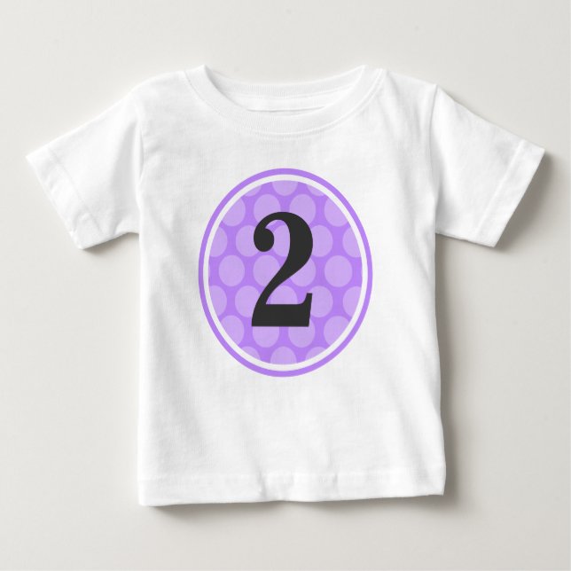 T-shirt Pour Bébé Polka moderne violet point deuxième anniversaire f (Devant)