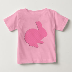 T-shirt Pour Bébé Polka rose Point Silhouette Lapin de Pâques Chemis