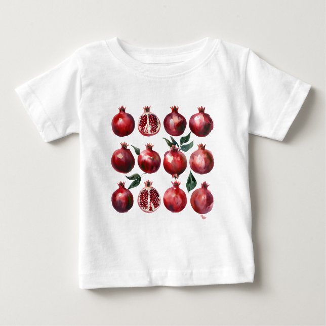 T-shirt Pour Bébé Pomegranate Watercolor Art (Devant)