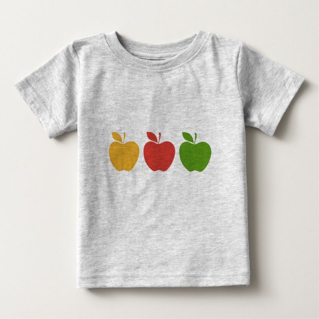 T-shirt Pour Bébé Pomme jaune rouge verte (Devant)