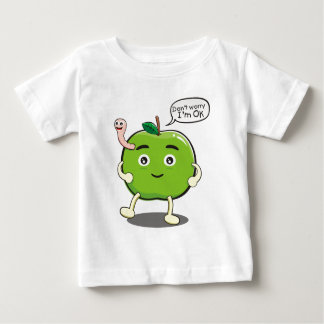 T-shirt Pour Bébé Pomme mignonne Avec ver mignon
