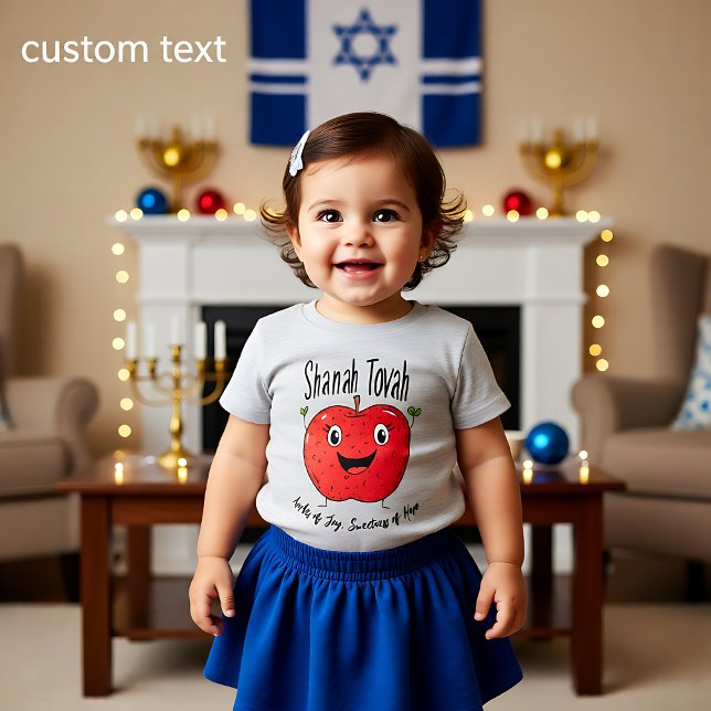 T-shirt Pour Bébé 🍎 Pommes de joie, Rosh Hashanah avec texte person (🍎 Apples of Joy, Rosh Hashanah with custom text Baby T-Shirt)