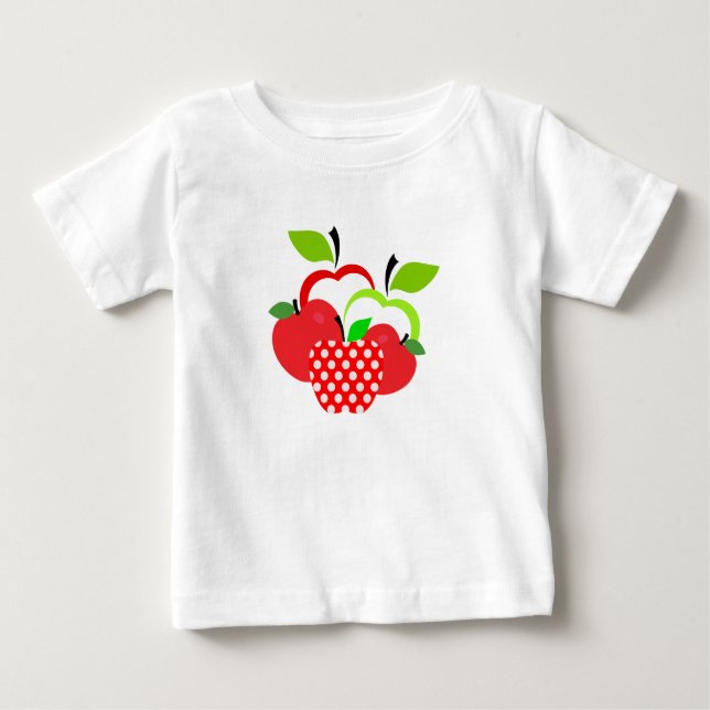 T-shirt Pour Bébé Pommes rouges et vertes (Devant)