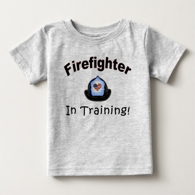 T-shirt Pour Bébé Pompier En Formation (Devant)
