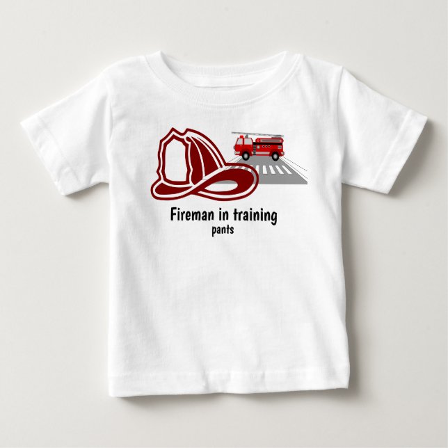 T-shirt Pour Bébé "Pompier en pantalon d'entraînement" (Devant)