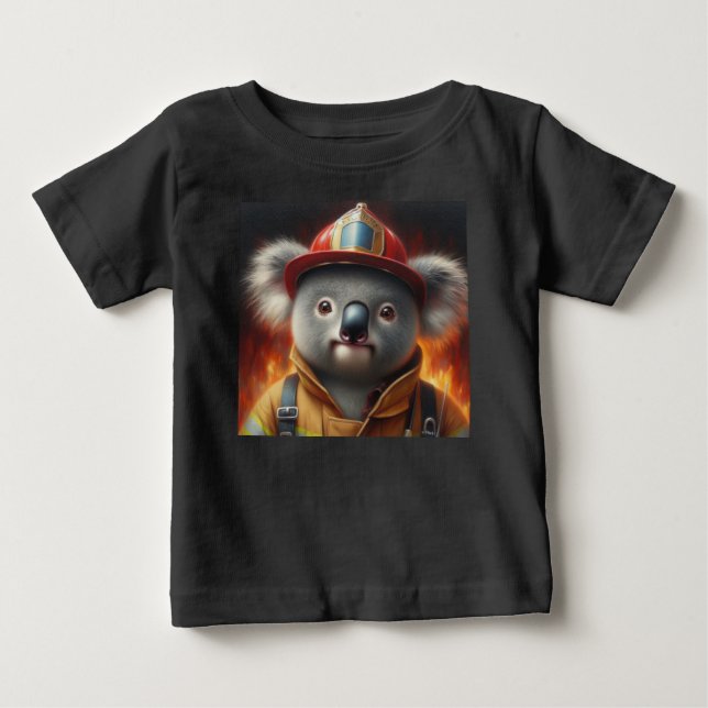 T-shirt Pour Bébé Pompier Koala (Devant)