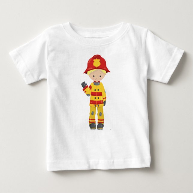 T-shirt Pour Bébé Pompier, Pompier, Lutte contre l'incendie, Cheveux (Devant)