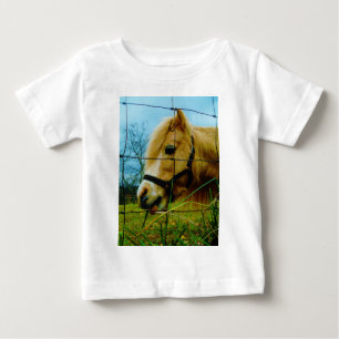 T-shirt Pour Bébé Pony miniature blond / Cheval Ciel bleu