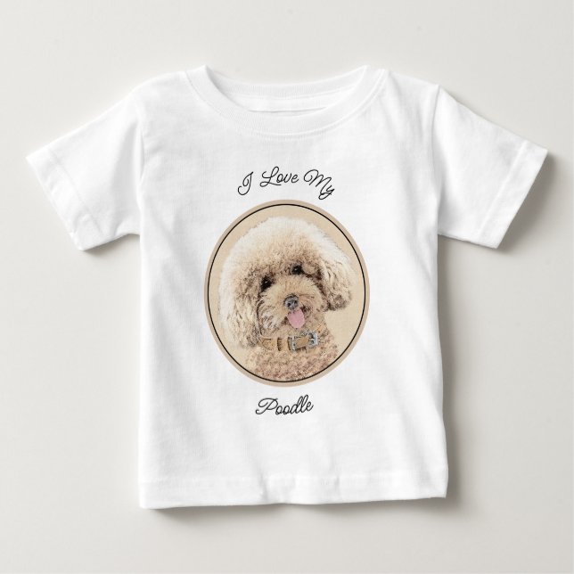 T-shirt Pour Bébé Poodle Miniature Toy Apricot Crème Chien Brown Art (Devant)