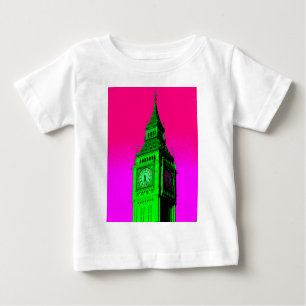 T-shirt Pour Bébé Pop Art Big Ben Londres Voyage rose Vert