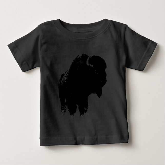 T-shirt Pour Bébé Pop Art Buffalo Bison Silhouette (Devant)