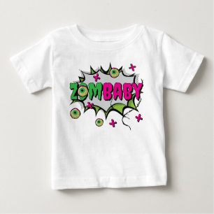T-shirt Pour Bébé Pop Art Funky Scary mignon ‘ZomBaby’ Zombie Pun