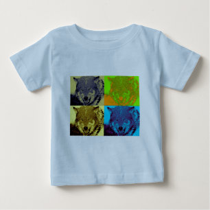 T-shirt Pour Bébé Pop Art Grey Wolf