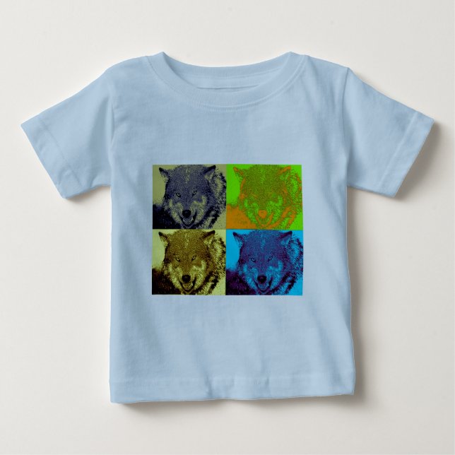 T-shirt Pour Bébé Pop Art Grey Wolf (Devant)
