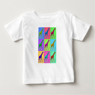 T-shirt Pour Bébé Pop Art Popart Walking Giraffe multicolore