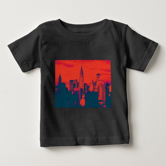 T-shirt Pour Bébé Pop Style Rouge Retro Art New York City (Devant)