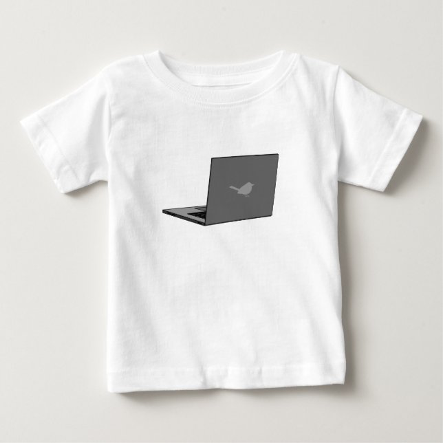 T-shirt Pour Bébé Portable gris avec logo d'oiseau (Devant)