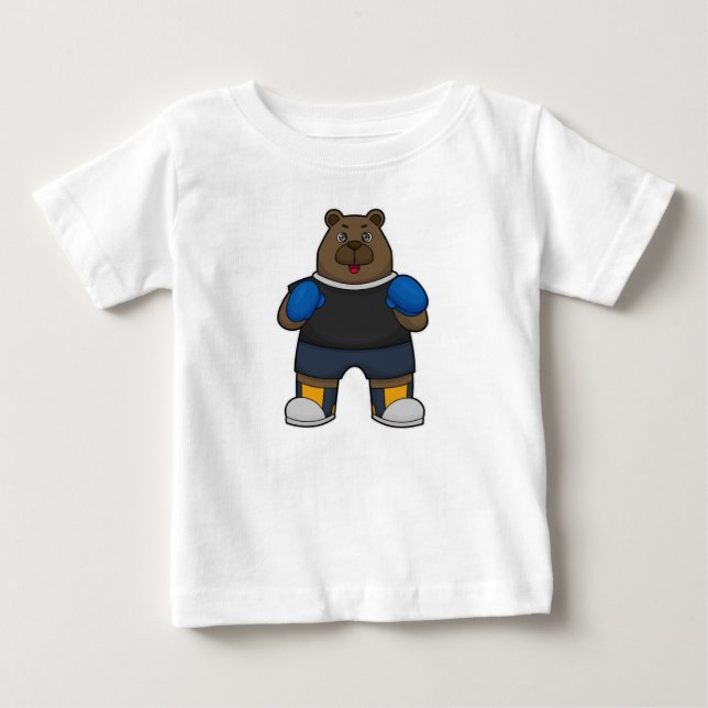 T-shirt Pour Bébé Porter comme boîte avec gants de boxe (Devant)
