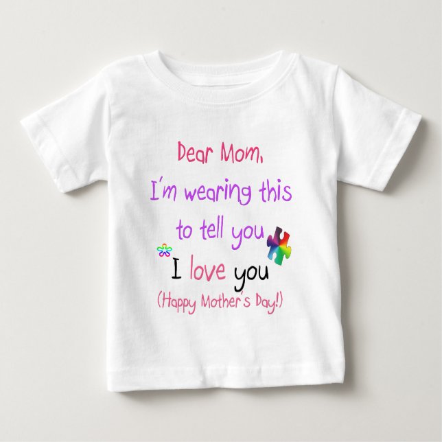T-shirt Pour Bébé Portez une lettre d'amour à la maman (Devant)