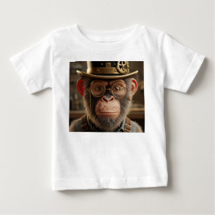 T-shirt Pour Bébé Portrait de chimpanzé Steampunk en chapeau haut-de