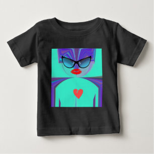 T-shirt Pour Bébé Portrait de Dame Élégante : Une Œuvre d'Art Coloré