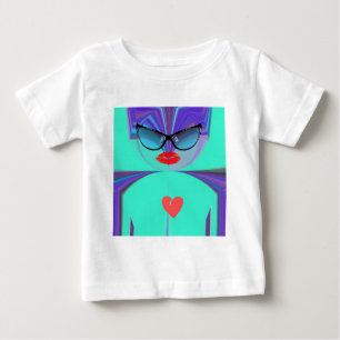 T-shirt Pour Bébé Portrait de Dame Élégante : Une Œuvre d'Art Coloré