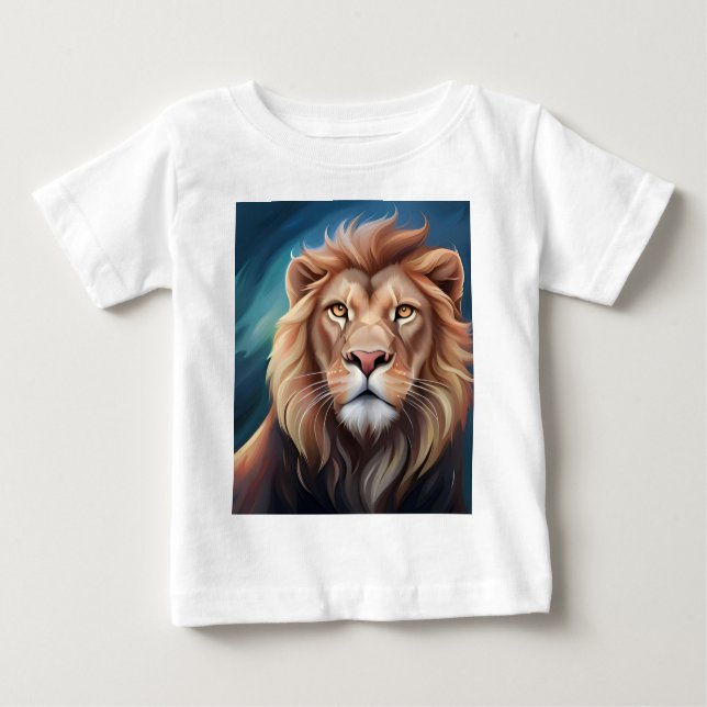 T-shirt Pour Bébé Portrait de l'Art numérique Lion (Devant)