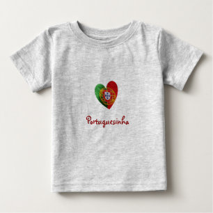 T-shirt Pour Bébé Portugais : coeur et drapeau de bébé