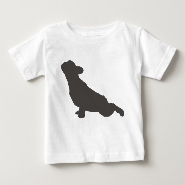 T-shirt Pour Bébé Pose de Yoga Silhouette Chien Français Bulldog (Devant)