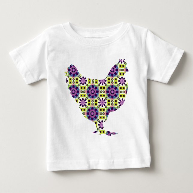 T-shirt Pour Bébé Poule moderne lumineuse (Devant)